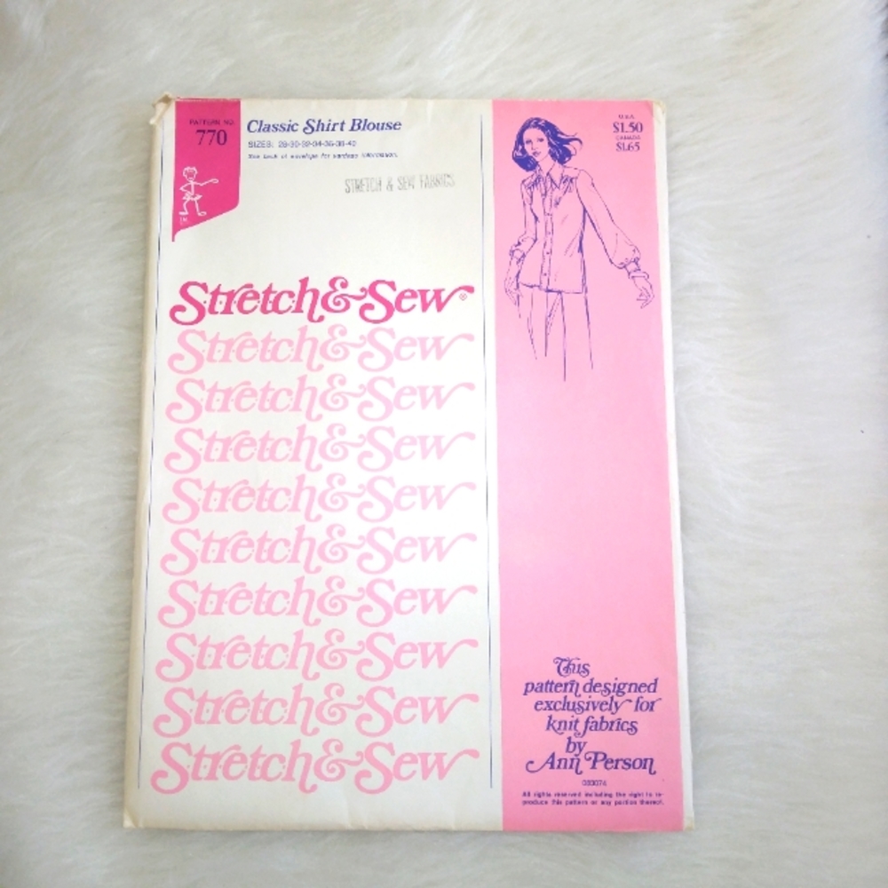 STRETCH & SEW 770 Classic Shirt Blouse Bust 28-30-32-34-36-38-40, UNCUT …